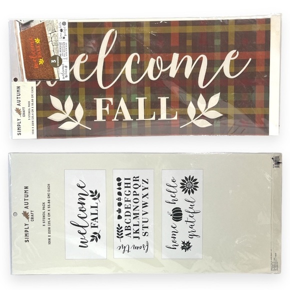 Simply Autumn Craft Stencil Designs Fall  10”x22” 3 Designs per Package Lot of 2 - Picture 1 of 7